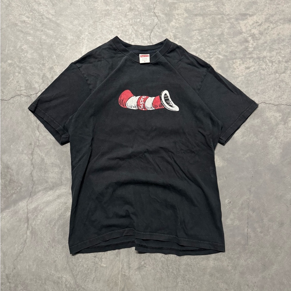 Supreme Cat in the Hat Black Tee with Red Label - Picture 2 of 7